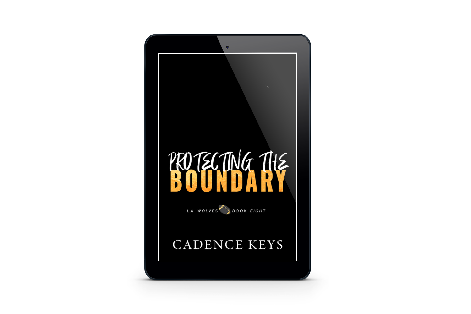 tablet with Protecting the Boundary by Cadence Keys temporary cover